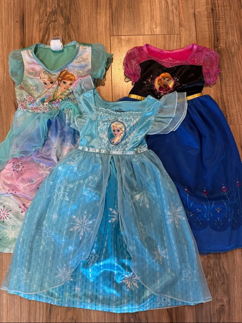 Disney Frozen Girls Blue Pink Green Princess Nightgowns (3 Pack) - Picture 1 of 12